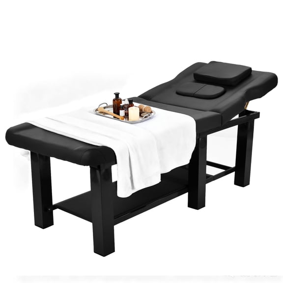 Professional Massage Bed 73 Inch, Table Salon, Faux Leather Stationary Physical Therapy Table, Spa Facial with Adjustable Backrest, Steel Frame