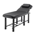 thumbnail image 1 of Professional Massage Bed 73 Inch, Treatment Table Salon with Removable Headrest, Bottom Shelf Storage, Stationary Physical Therapy Table Spa Facial with Adjustable Backrest, Steel Frame, Black, 1 of 7