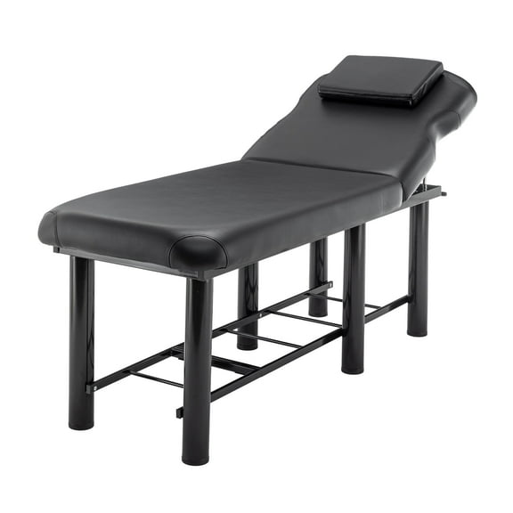 Professional Massage Bed 73 Inch, Treatment Table Salon with Removable Headrest, Bottom Shelf Storage, Stationary Physical Therapy Table Spa Facial with Adjustable Backrest, Steel Frame, Black