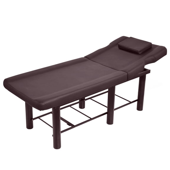 Professional Massage Bed 73 Inch, Treatments Table Salon with Removable Headrest, Faux Leather Stationary Physical Therapy Table, Spa Facial with Adjustable Backrest, Steel Frame, Black