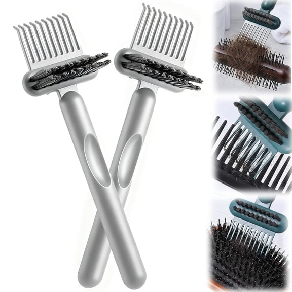 Professional Massage Comb Brush Cleaner 2 In 1 Rake and Stiff Bristle Deep Cleaning Tool Portable Ergonomic Handle for Adult Daily Grooming Styling Tool