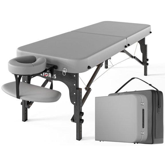 Professional Massage Table Portable Folding Lightweight Facial Solon  Tattoo Bed Height Adjustable with Carrying Bag &; Aluminium Leg Hold Up to