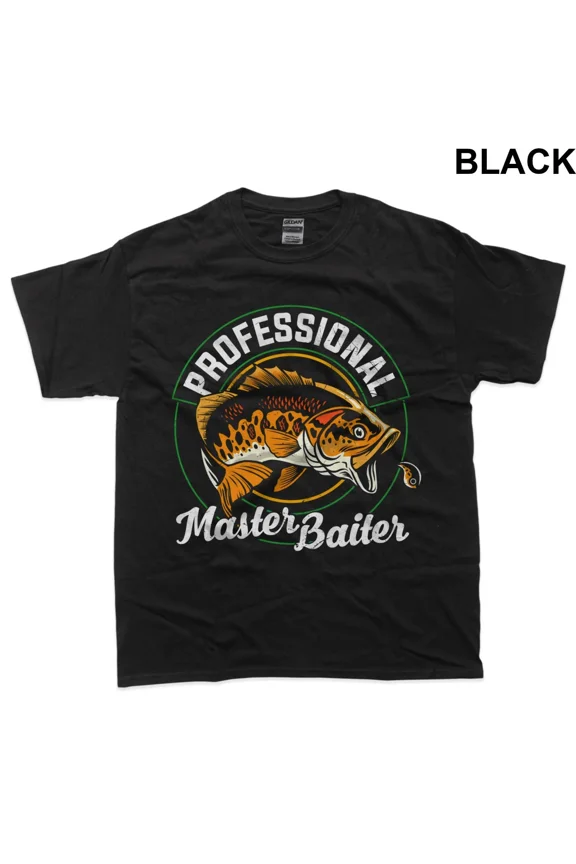 Professional Master Baiter Funny Fishing Humor Joke Graphic Tee Shirt,for men & women up to 5XL