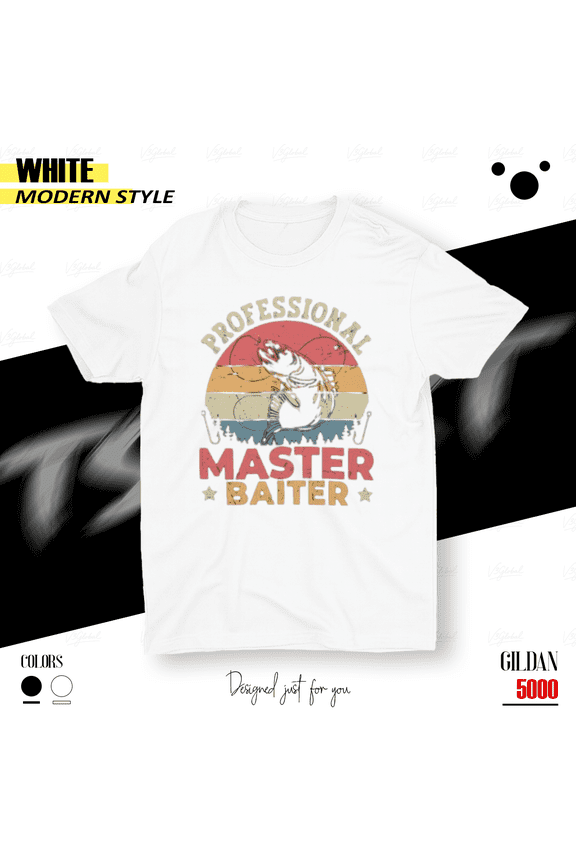 Professional Master Baiter Retro Fishing Angler Unisex T-Shirt, for Men & Women, up to Size 5XL