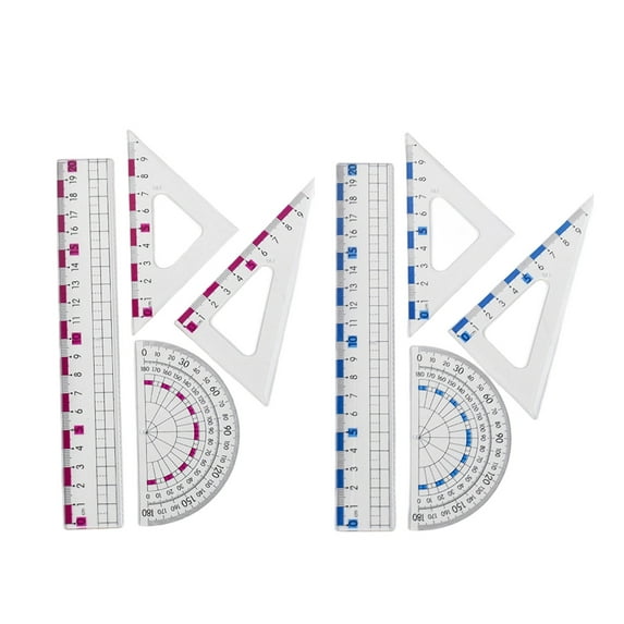 Professional Math Geometry Tool for Student Drawing Plastic Drawing Rulers with Square Straight Ruler Math Protractor
