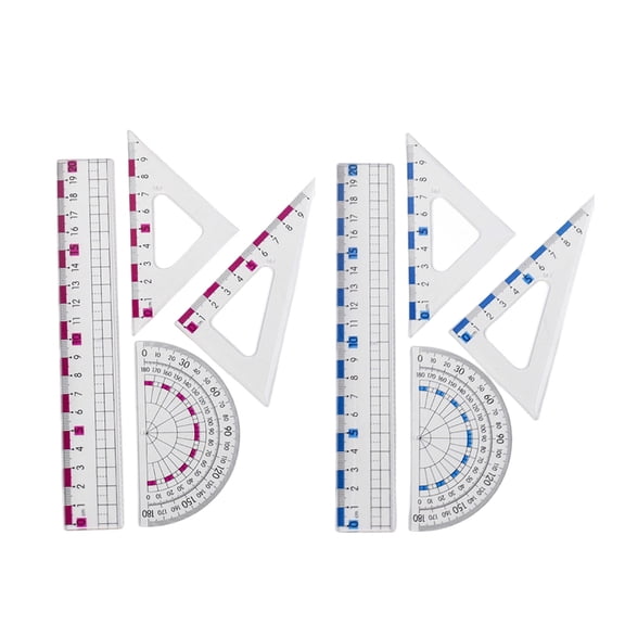 Professional Math Geometry Tool for Student Drawing Plastic Drawing Rulers with Square Straight Ruler Math Protractor