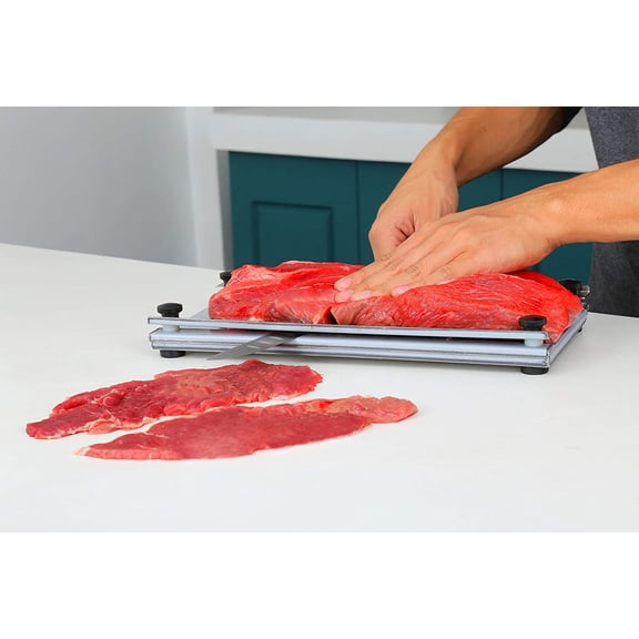 Professional Stainless Steel Meat Slicer with 10-Inch Blade and Adjustable Cutting Board for Beef Jerky and Fruits