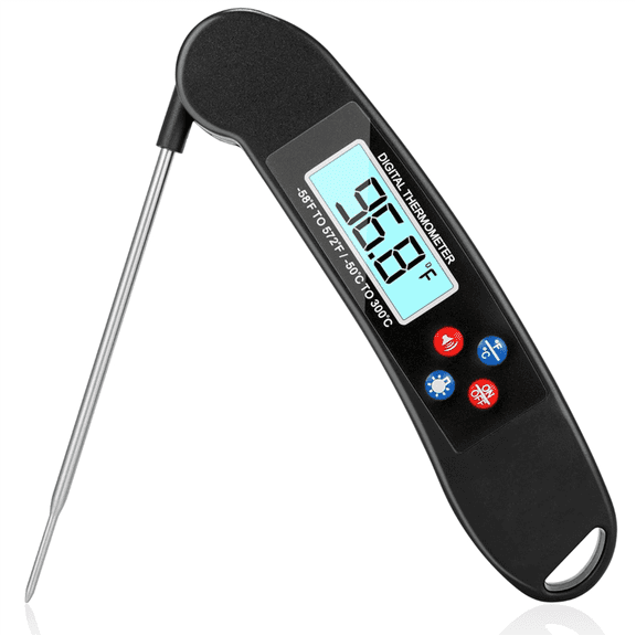 Professional Meat Thermometer, Digital Talking Thermometer for the Blind, Waterproof Design, for Grilling, BBQ, Kitchen,1 x Meat Thermometer,Black