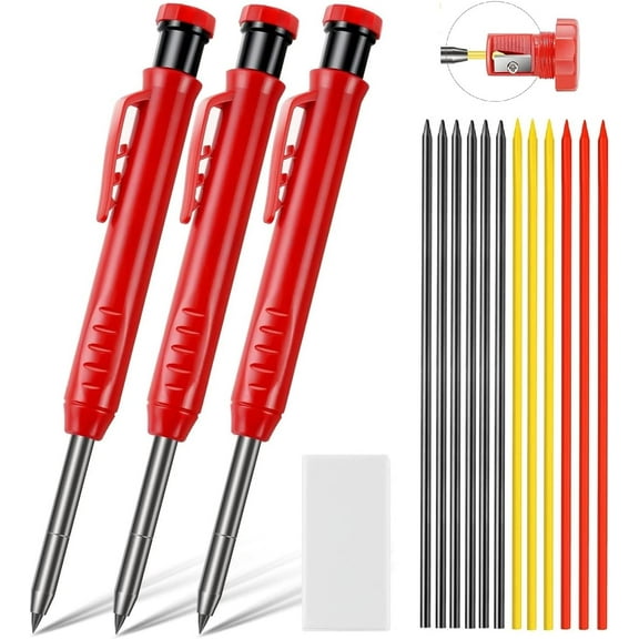 Professional Mechanical Carpenter Pencils, Deep Hole Marker with Extended And Needle Nose Tip, Quality Marker Marking Tool with Design Patent for Construction, Woodworking,