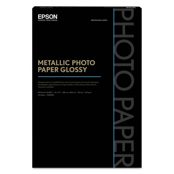 Epson 13x19" Metallic Glossy Photo Paper, 25 Sheets