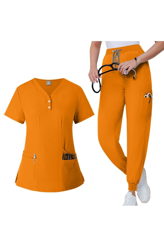 Professional Medical Uniform - V-Neck, Elastic, Quick-Drying PolyesterAvailable in Black/Purple/Pink with Drawstring Closure for Doctors Nurses Healthcare Professionals Durable Comfortable Workwear