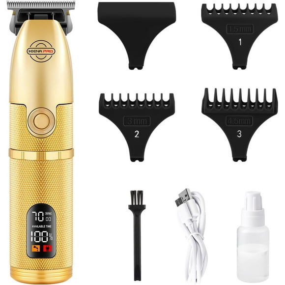 Professional Men's Hair Clipper, Barber Trimmer, Zero Distance, Cordless LED Display Hair Clipper, Suitable for Travel, Men's Gift (Gold)