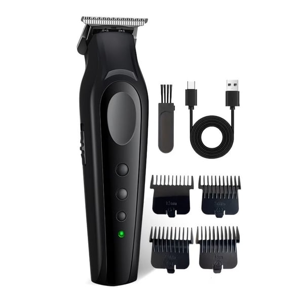 Professional Men's Hair Clipper - USB Rechargeable Lithium Battery with 4 Attachments for Precision Grooming and Styling