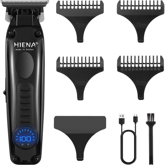 Professional Men's Hair Clippers, Beard Trimmer for Men, Cordless Rechargeable Hair Clippers, Razor with LED Display, Suitable for Barbershops and Home Use. (Black)