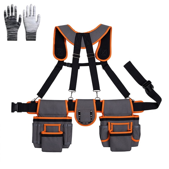 Electrician Tool Pouch, Multifunctional Oxford Shoulder Strap Bag, Heavy Duty Wear-Resistant Utility Belt