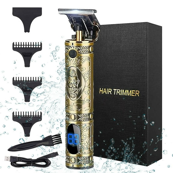 Professional Mens Hair Clippers Zero Gapped Cordless Hair Trimmer Professional Haircut & Grooming Kit For Men Rechargeable LED Display