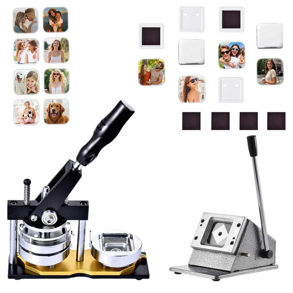 Professional Metal Badge Maker for Square Fridge Magnets, 2-in-1 Magnet ...
