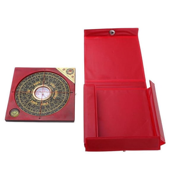 Professional Metal Feng Shui Bagua Luo Pan, Chinese Compass with PU Leather Storage - 11x11cm