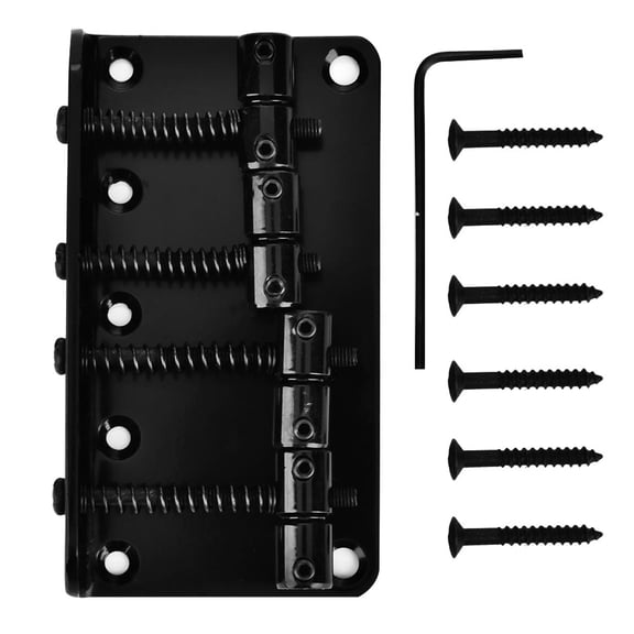 Professional Metal Four string Bass Bridge for 4 string Electric Bass Guitar (Black)
