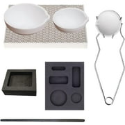 Professional Metal Melting Kit with 3 Ceramic Crucibles Graphite Ingot Forms Tongs Stir Rod Fire Brick for Casting Gold Silver Copper Aluminum