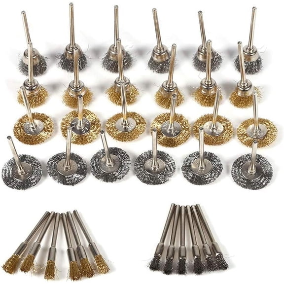 Professional Metal Treatment Tools, Industrial-Grade And Diy-Friendly, 36Pcs Coarse Crimped Brass And Steel Wire Brushes, Specific 1/8 Inch Shank Design For Easy Installation And