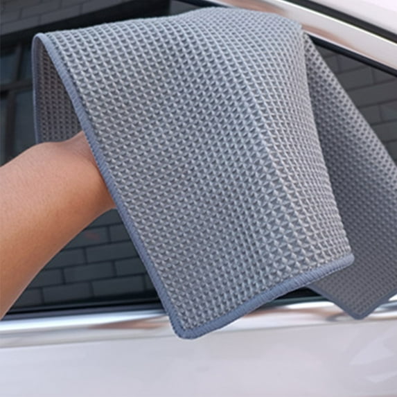Professional Microfiber Car Detailing Towel, 15.75"x15.75" Ultra-Absorbent Waffle Weave, Scratch-Free For Glass Paint And Interior, Machine Washable For Repeated Use (Gray)