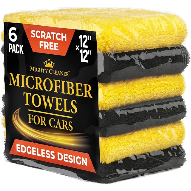 Professional Microfiber Towels for Cars 6 Pack [12 in x 12 in