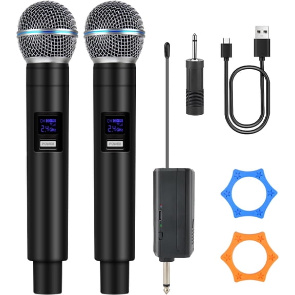 Professional  Microphone for Podcast, Karaoke & Singing - 2.4GHz Portable Dynamic Mic with 150ft Range, 8H ,Microfono Inalambrico for Streaming & Live Performance