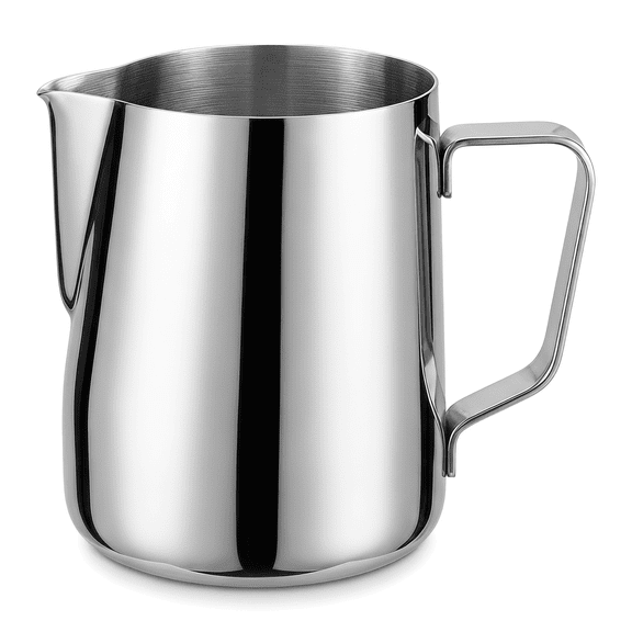 Professional Milk Pitcher 20 oz - 600ml Stainless Steel Steaming Jug with Ergonomic Handle and Latte Art Spout