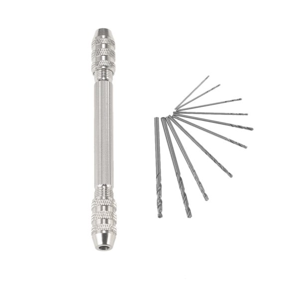 Professional Mini Hand Drill Set with 10 High-Speed Steel Twist Drill Bits for DIY Precision Woodworking Carving 0.5-3.2 mm 0.8 to 3.0 mm Manual Little Pin Vise Hobby Rotary Tools