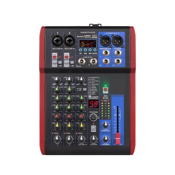 Professional Mixer, DJ Mixer with Bluetooth 5.0 99 DSP Digital Effects for Studios, Bars