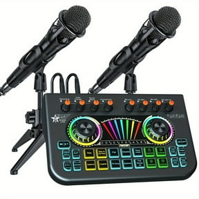 Professional Mixer Kit: Condenser & Dynamic Mic with Sound Card for Streaming, Podcast, Recording, Karaoke on Laptop & Mobile