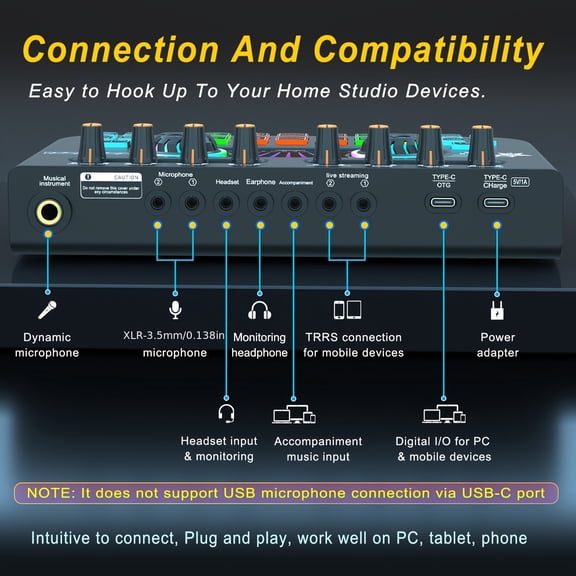 This Is a Professional Mixer And Sound Card X3, Ideal for Use with Laptops, Mobile Devices, Game Recording, Podcast Streaming, Internet Influencers, Hosts, Live Broadcasts