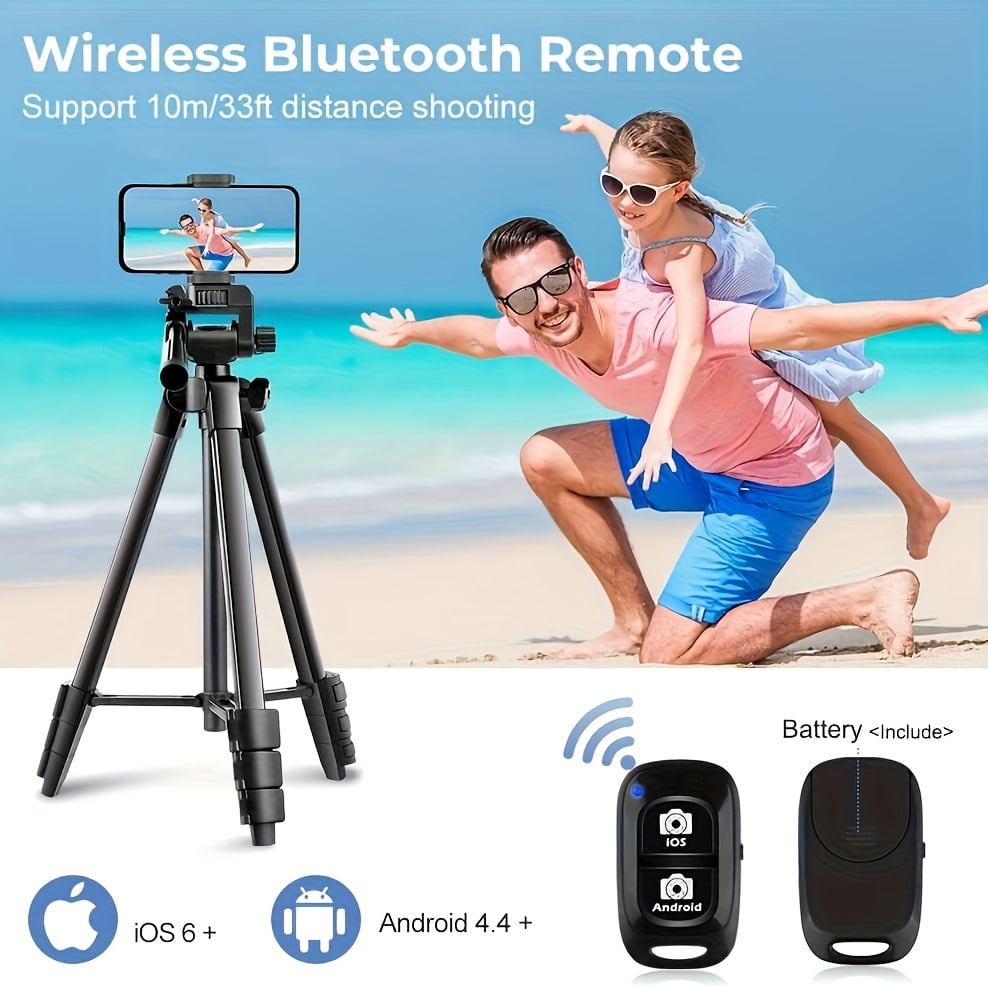 Professional Mobile & Camera Tripod - Dual-Use Travel Stand for iPhone, Android, Mirrorless and Action Cameras, Portable Handbag, Black