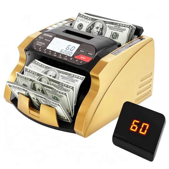 Professional Money Counter Machine with Value Count, UV/MG/IR/DD/MT Counterfeit Detection, Add & Batch Modes, Auto/Manual Cash Counter and Bill Counter with LCD Display