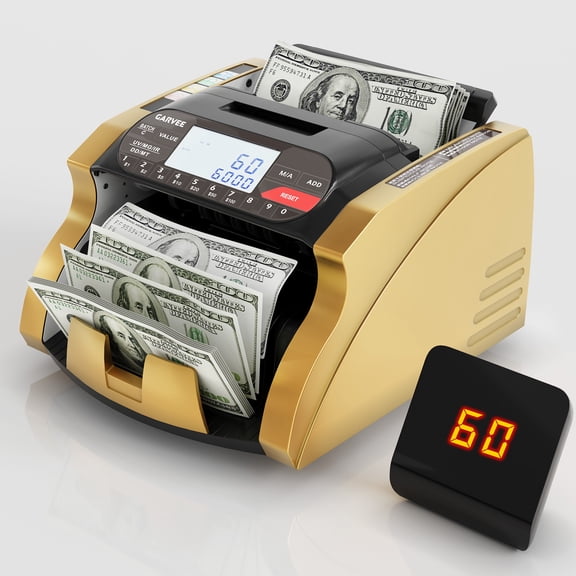 Professional Money Counter Machine, Value Counting, Mixed Denomination Support, Enhanced Counterfeit Detection (UV/MG/IR/DD/MT), LCD Display, Add & Batch Modes, Fast, Accurate Cash Counter