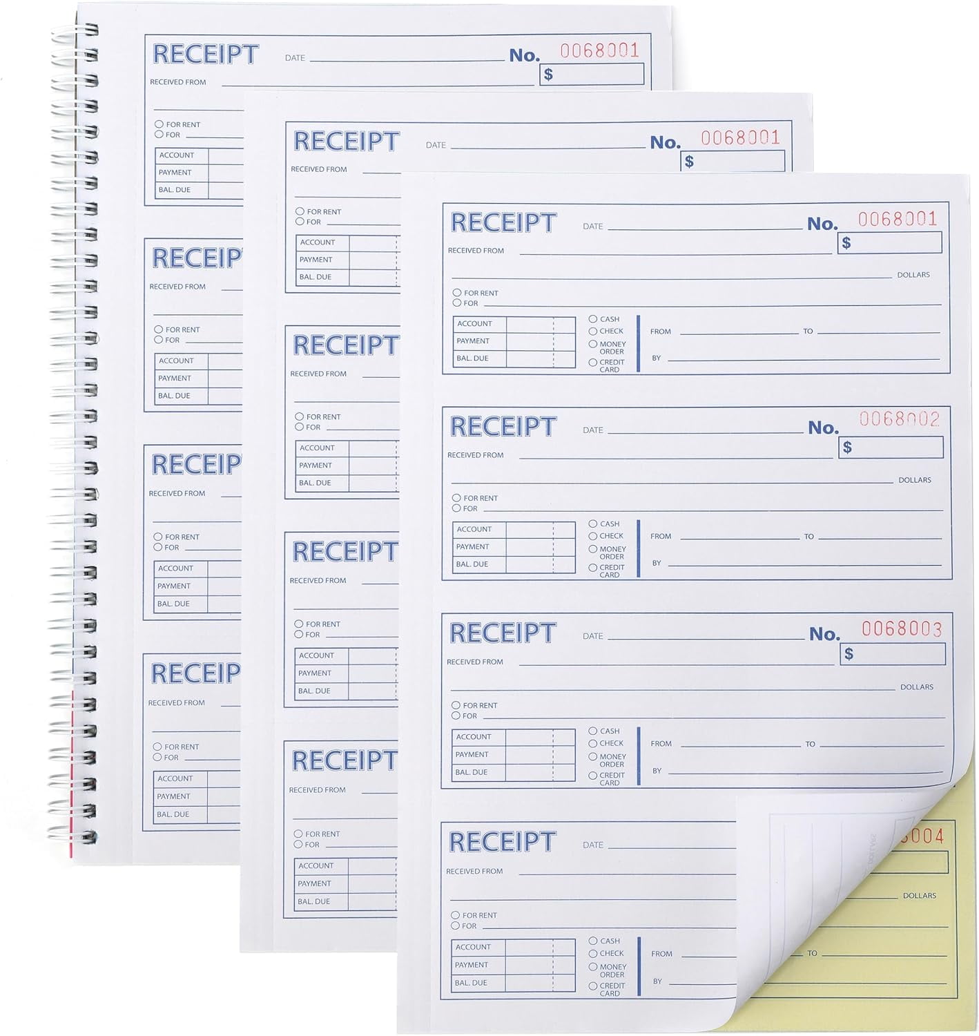 Professional Money and Rent Receipt Book Two Part Carbonless Copy ...