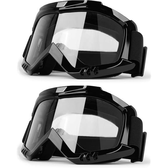 Professional Motocross Goggles 2-Pack Dirt ATV Riding Racing Wide vision Glasses Anti-Fog Scratch Windproof Goggles for Adult Youth Clear Lens