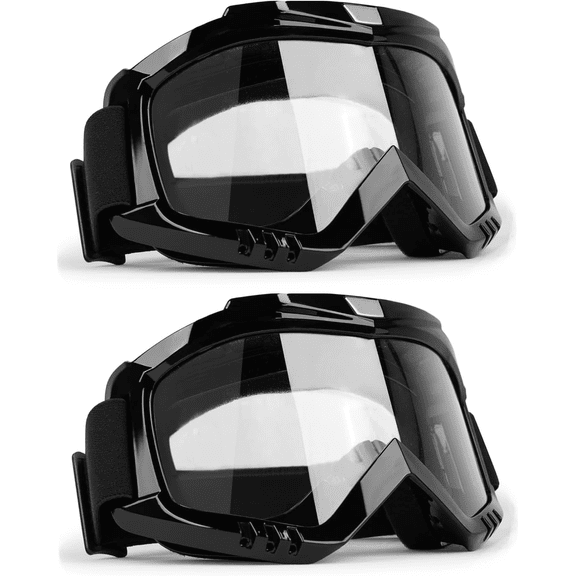 Professional Motorcycle Motocross Goggles 2-Pack Dirt Bike ATV Riding Racing Wide vision Glasses Anti-Fog Scratch Windproof Dustproof Goggles for Adult Youth Kids Clear Lens
