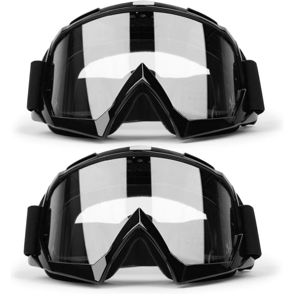 Professional Motorcycle Motocross Goggles for Men Women ATV Dirt Bike Windproof Glasses Wide Vision Powersports Racing Riding Goggles Anti-Fog Scratch Dustproof 2 Pack Clear Lens