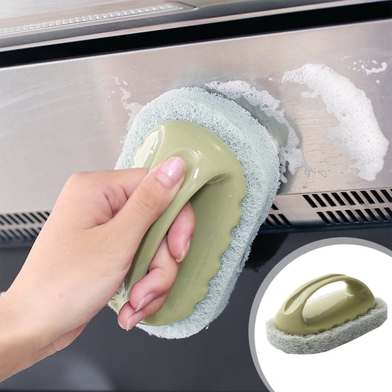 Professional Multi-Surface Cleaning Brush - Heavy Duty Scrubber for Grill/Pots/Tiles | Camping & RV Essential | Non-Scratch Bristles | Ergonomic Green Brush