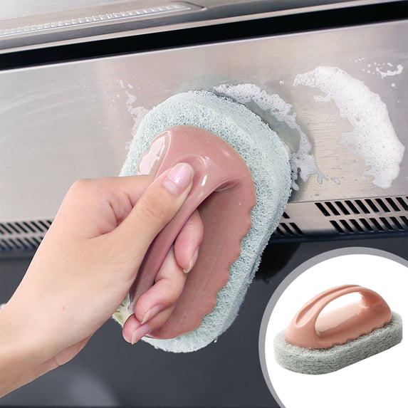 Professional Multi-Surface Cleaning Brush - Heavy Duty Scrubber for Grill/Pots/Tiles | Camping & RV Essential | Non-Scratch Bristles | Ergonomic Pink Brush
