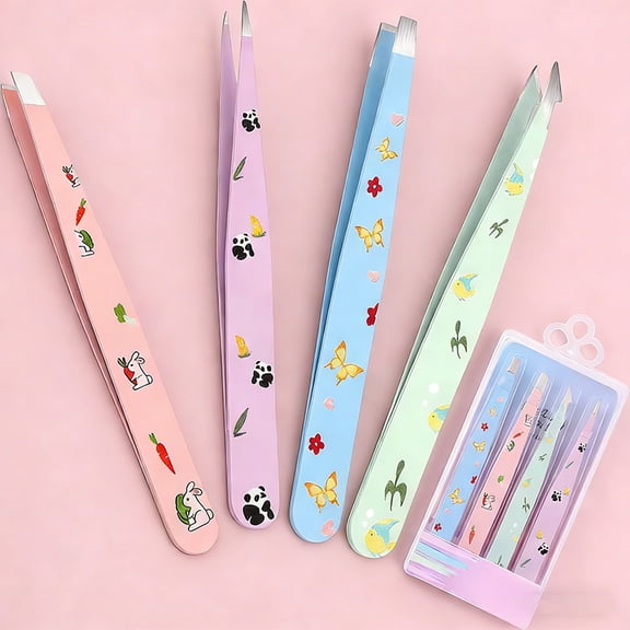 Professional Multicolor Tweezers High Precision Stainless Steel for Facial Hair, Eyebrow Grooming and Splinter Removal