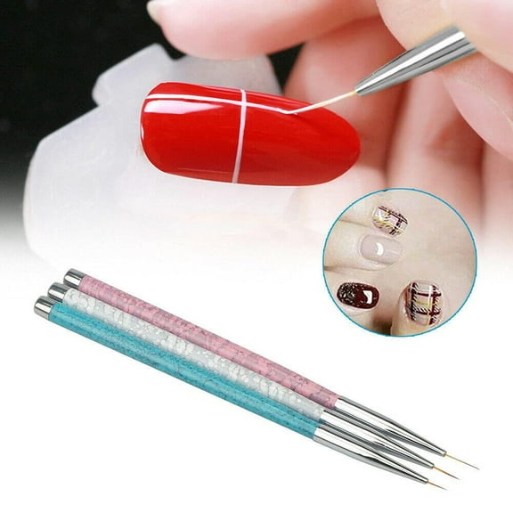 Professional Nail Art Brush Set 3 Piece Liner Stippling Brush for Gel Polish