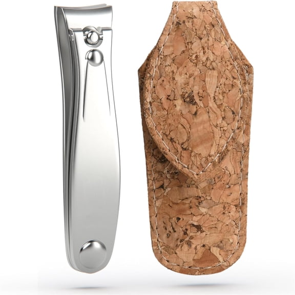 Professional Nail Clipper - Surgical Stainless Steel Manicure and Pedicure Tools in Cork Case- Ethically Made in Solingen Germany - Travel Size Nail Care