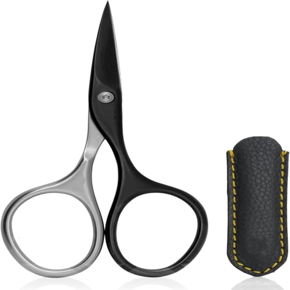 Professional Nail Cutter Scissors - Self-Sharpening Titanium Coated Stainless Steel Manicure Tools in Leather Case