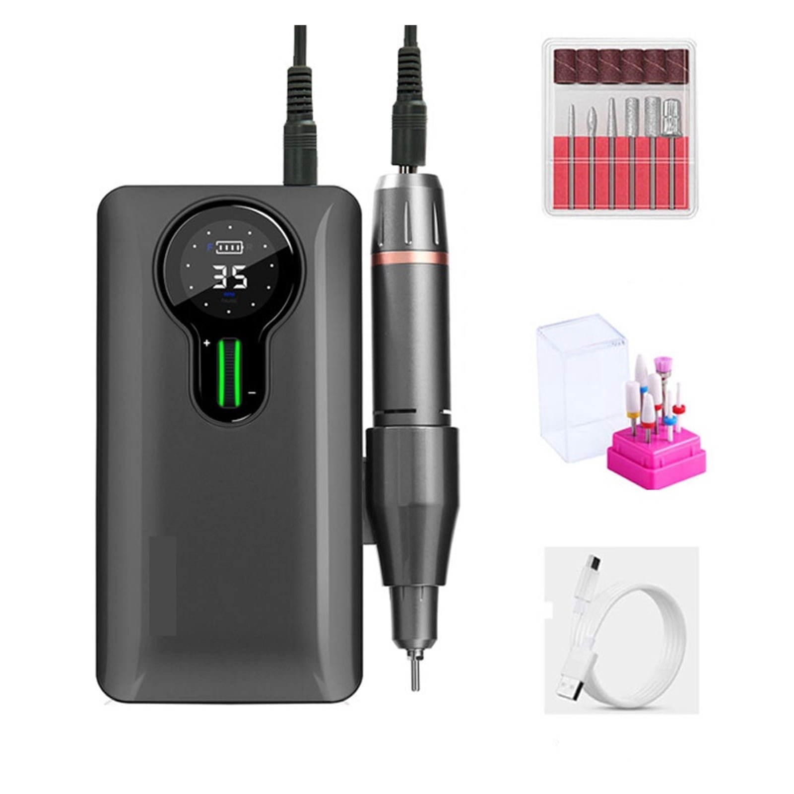 Professional Nail Drill, 35000RPM Rechargeable Nail Efile, Portable Electric Nail File Machine For , Gel Nails, Manicure Pedicure For Home Salon Use ,Low Noise