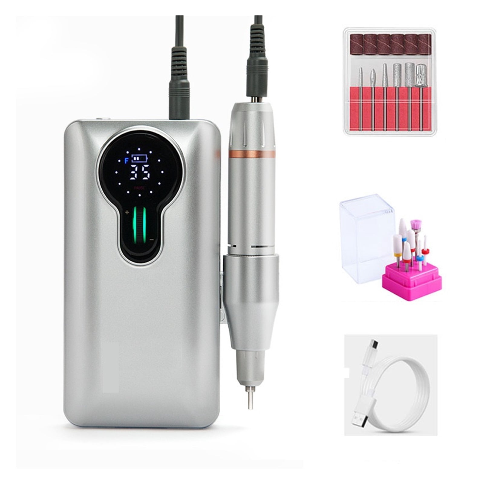 Professional Nail Drill, 35000RPM Rechargeable Nail Efile, Portable Electric Nail File Machine For , Gel Nails, Manicure Pedicure For Home Salon Use ,Low Noise