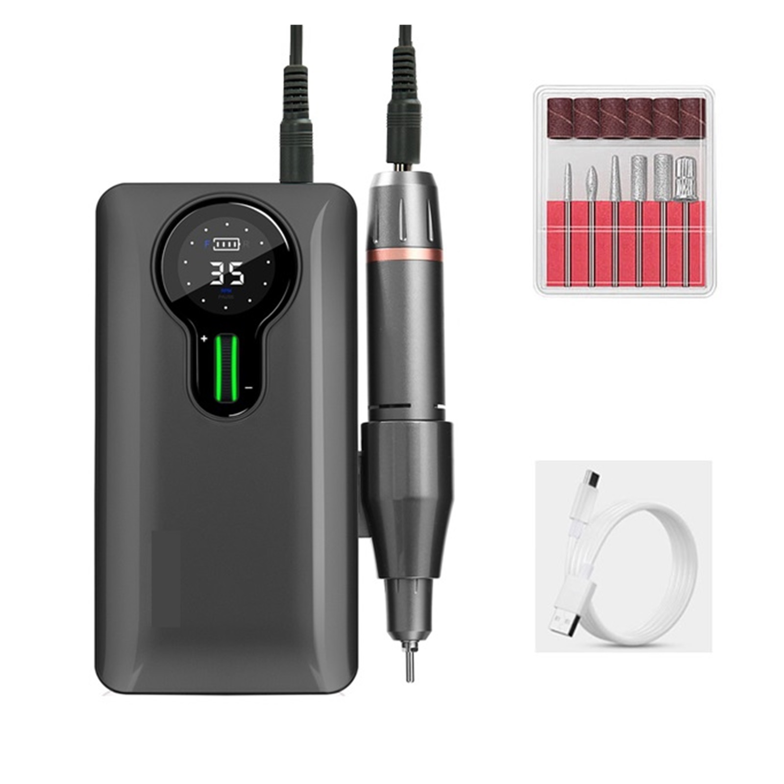 Professional Nail Drill, 35000RPM Rechargeable Nail Efile, Portable Electric Nail File Machine For , Gel Nails, Manicure Pedicure For Home Salon Use ,Low Noise