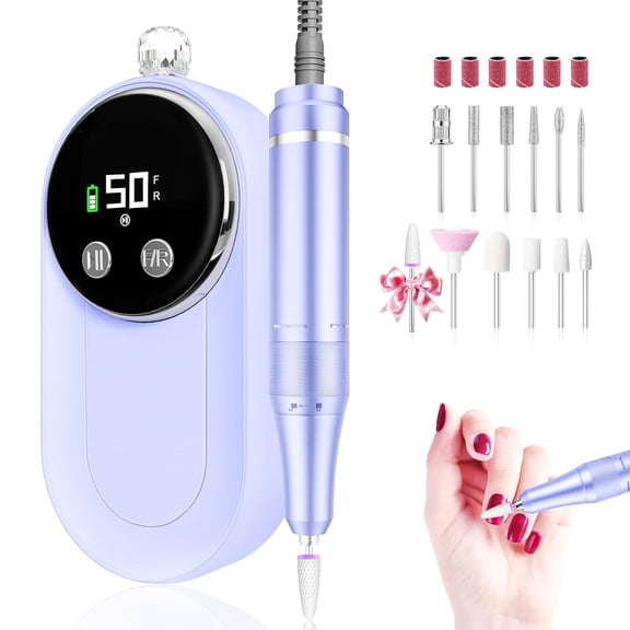 Professional Nail Drill, 50000RPM High-Performance Rechargeable Electric Nail File for Fast Acrylic/Gel Removal & Shaping, E File with Bits & Anti-Slip Pad for Home & Salon Use, Perfect Gift